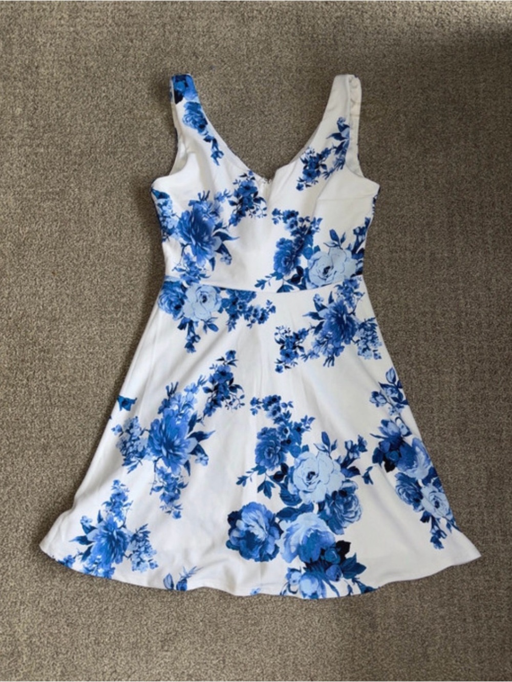 Trixxi White Dress with Blue Floral Print